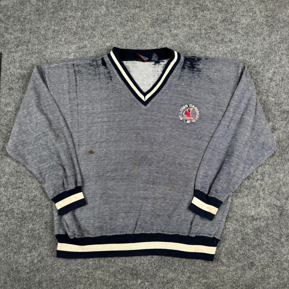Crable Sportswear Sweatshirt Mens XL Navy St. Louis Cardinals V-Neck Knit Stains